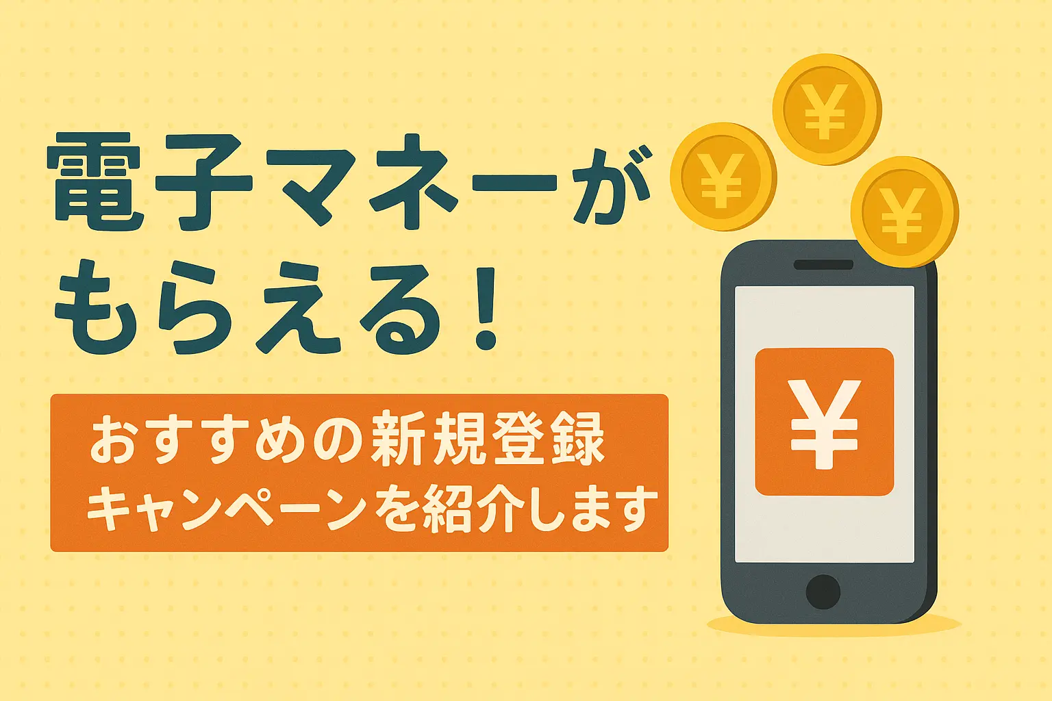電子マネーがもらえる！おすすめの新規登録キャンペーンを紹介します